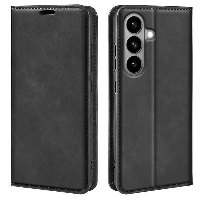 For Samsung Galaxy S26 Case Skin Touch Leather Wallet Phone Cover - Black - 4