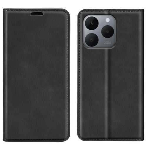For Realme 15T 5G Case Skin Touch Leather Wallet Phone Cover -   Black - 1