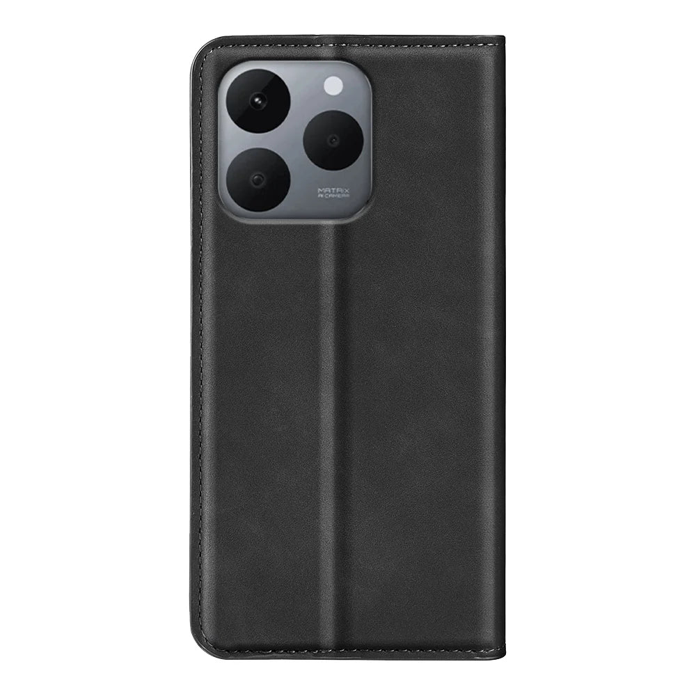 For Realme 15T 5G Case Skin Touch Leather Wallet Phone Cover -   Black - 3