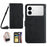 For Samsung Galaxy S26 Ultra Case Butterfly Flower Imprint Leather Phone Cover with Shoulder Strap - Black - 1