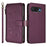 For Google Pixel 10a Leather Case Butterfly Floral Imprint Zipper Wallet Stand Cover with Wrist Strap - Purple - 1