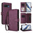 For Google Pixel 10a Leather Case Butterfly Floral Imprint Zipper Wallet Stand Cover with Wrist Strap - Purple - 2