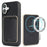 For iPhone 17 Case Compatible with MagSafe Ultra Thin Card Holder PU Leather Coated TPU Cover - Black Blue - 1