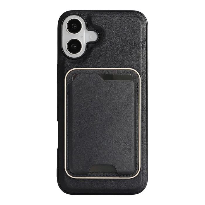 For iPhone 17 Case Compatible with MagSafe Ultra Thin Card Holder PU Leather Coated TPU Cover - Black Blue - 2