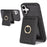 For iPhone 17 Case Detachable Card Bag Compatible with MagSafe PU Leather Coated TPU Cover with Ring Kickstand - Black - 1