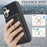 For iPhone 17 Case Detachable Card Bag Compatible with MagSafe PU Leather Coated TPU Cover with Ring Kickstand - Black - 7