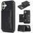 For iPhone 17 Kickstand Case Bi-fold Card Bag PU Leather Coated TPU Cover Compatible with MagSafe - Black - 1