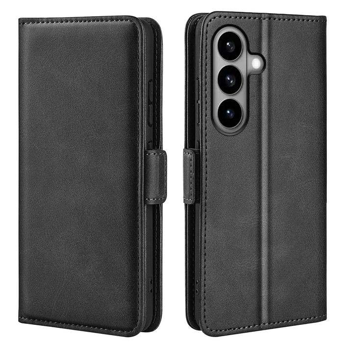 For Samsung Galaxy S26 Case Calf Texture Leather Wallet Phone Cover -  Black - 4