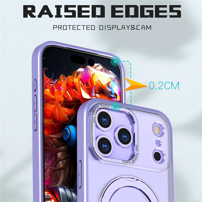 For iPhone 18 Pro Max / 17 Pro Max Case Compatible with MagSafe Skin-touch TPU + PC Phone Cover with Rotating Kickstand - Lilac Purple - 5