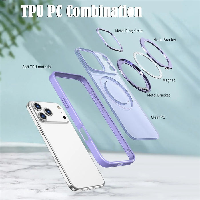 For iPhone 18 Pro Max / 17 Pro Max Case Compatible with MagSafe Skin-touch TPU + PC Phone Cover with Rotating Kickstand - Lilac Purple - 6