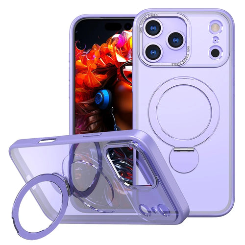 For iPhone 18 Pro Max / 17 Pro Max Case Rotating Kickstand Skin-touch TPU + PC Phone Cover Compatible with MagSafe - Lilac Purple - 1
