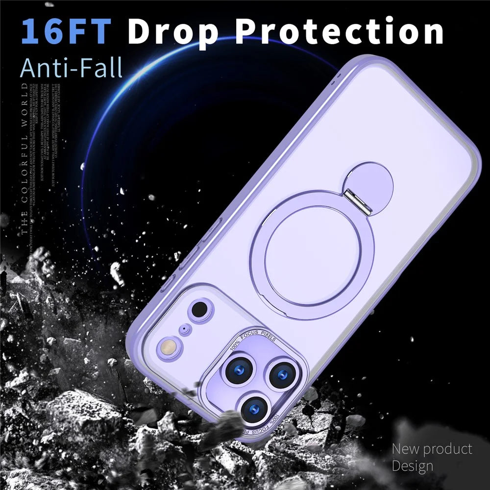 For iPhone 18 Pro Max / 17 Pro Max Case Rotating Kickstand Skin-touch TPU + PC Phone Cover Compatible with MagSafe - Lilac Purple - 3