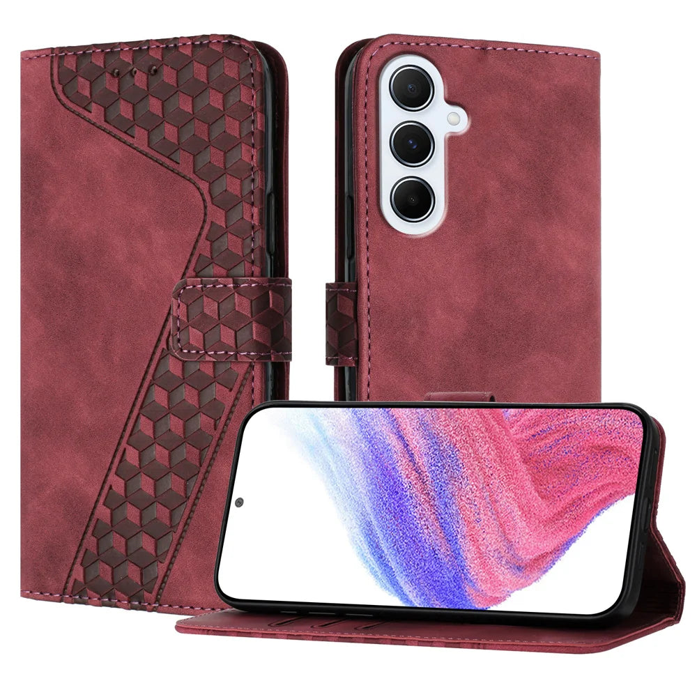 For Samsung Galaxy A18 5G / A18 4G / A17 5G / A17 4G Leather Case 7-Shaped Pattern Wallet Stand Shockproof Phone Cover - Brown - 1