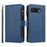 For Google Pixel 10a Leather Case 9 Card Slots Zipper Wallet Stand Phone Cover with Wrist Strap - Dark Blue - 3