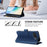 For Google Pixel 10a Leather Case 9 Card Slots Zipper Wallet Stand Phone Cover with Wrist Strap - Dark Blue - 4