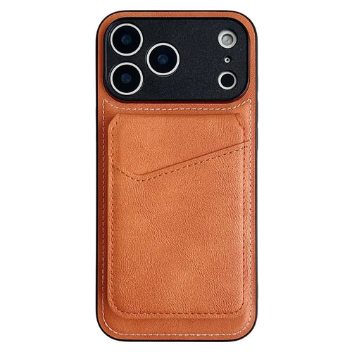 For iPhone 17 Pro Max Case Compatible with MagSafe Rotary Ring Kickstand Leather Back Phone Cover with Detachable Card Holder - Orange - 1
