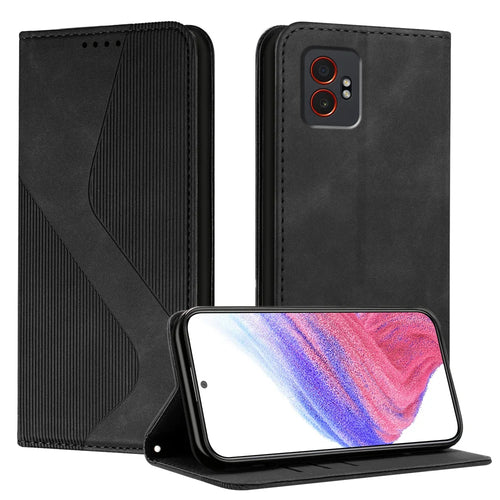 For Samsung Galaxy XCover7 Pro Phone Cover Skin-touch Feel Leather Wallet Case with Stand - Black - 1