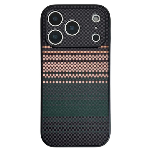 For iPhone 17 Pro Max Case Aramid Fiber Fiber Texture PU Leather Coated PC TPU Phone Cover - Dark Purple - 1