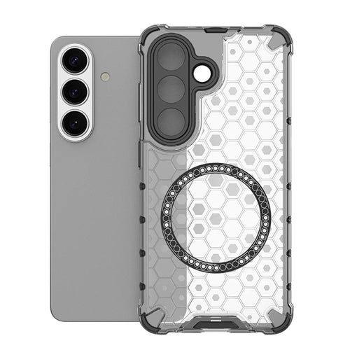 For Samsung Galaxy S26 Magnetic Case Honeycomb Design TPU + PC Phone Cover - Transparent - 1