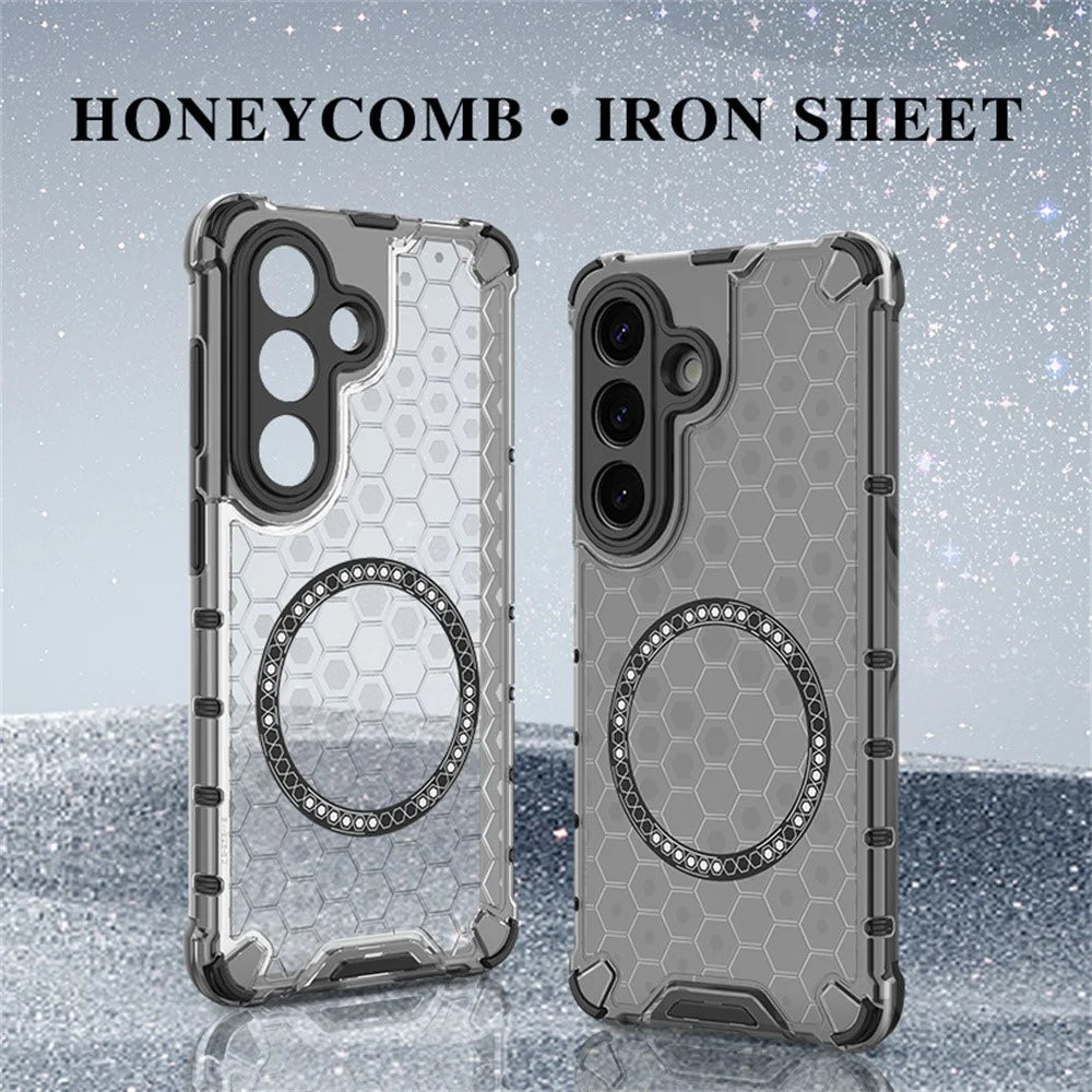 For Samsung Galaxy S26 Magnetic Case Honeycomb Design TPU + PC Phone Cover - Transparent - 2