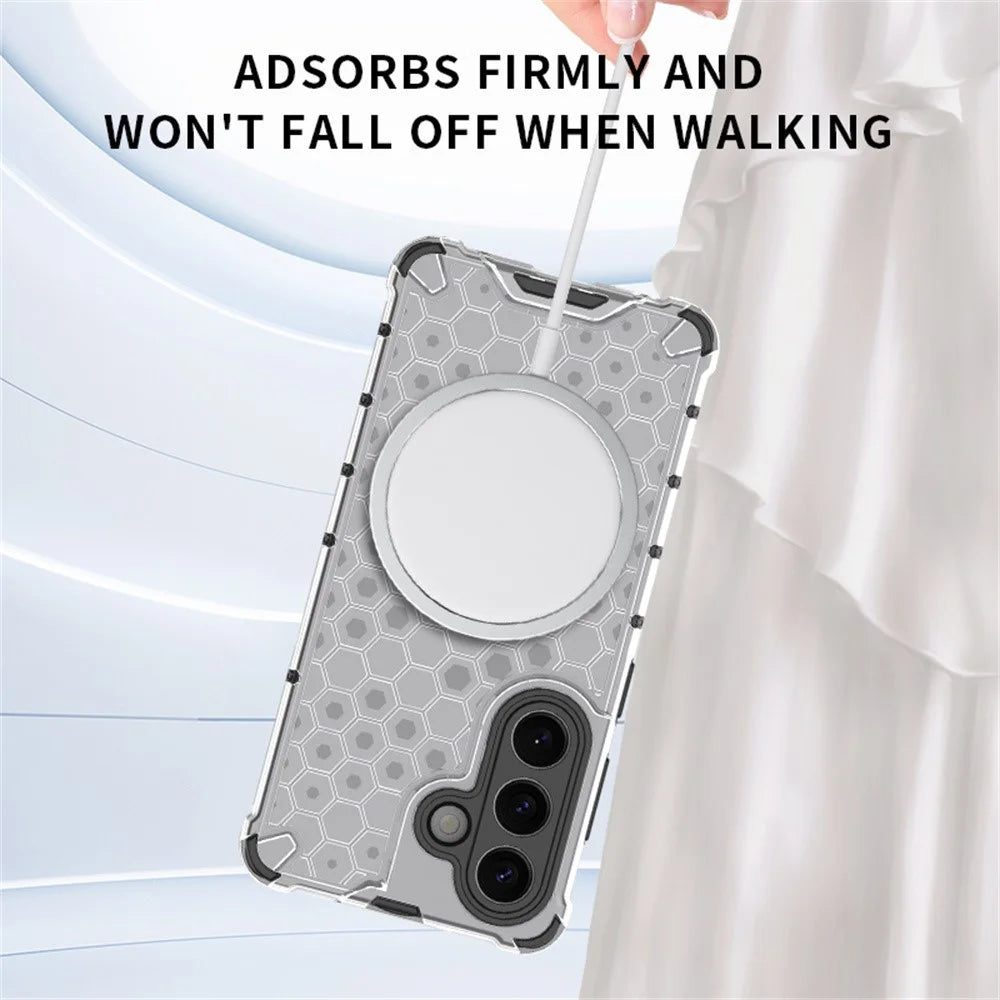 For Samsung Galaxy S26 Magnetic Case Honeycomb Design TPU + PC Phone Cover - Transparent - 3