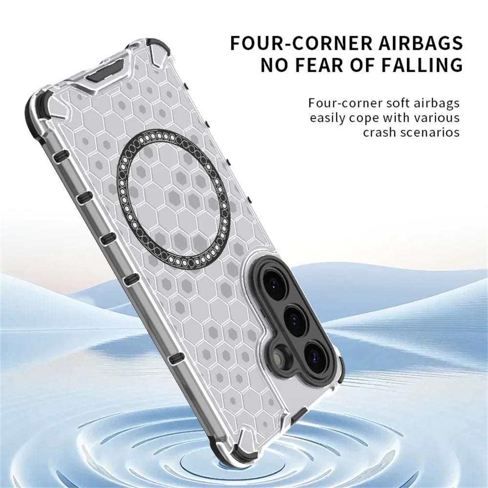 For Samsung Galaxy S26 Magnetic Case Honeycomb Design TPU + PC Phone Cover - Transparent - 4