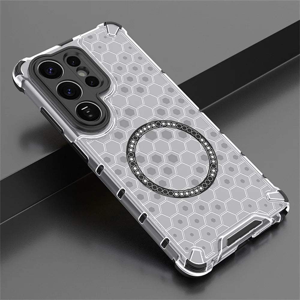 For Samsung Galaxy S26 Ultra Magnetic Case Honeycomb Design TPU + PC Phone Cover - Transparent - 2