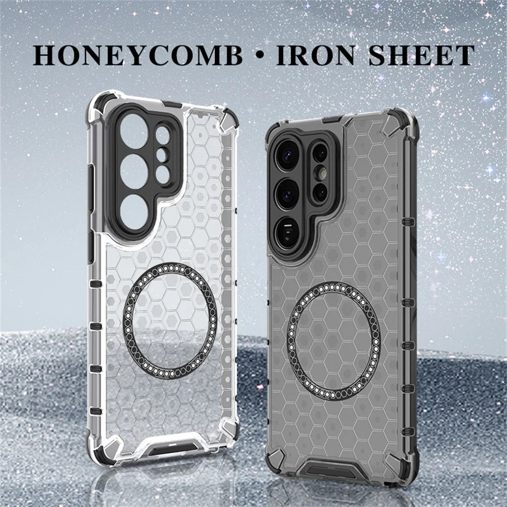 For Samsung Galaxy S26 Ultra Magnetic Case Honeycomb Design TPU + PC Phone Cover - Transparent - 3