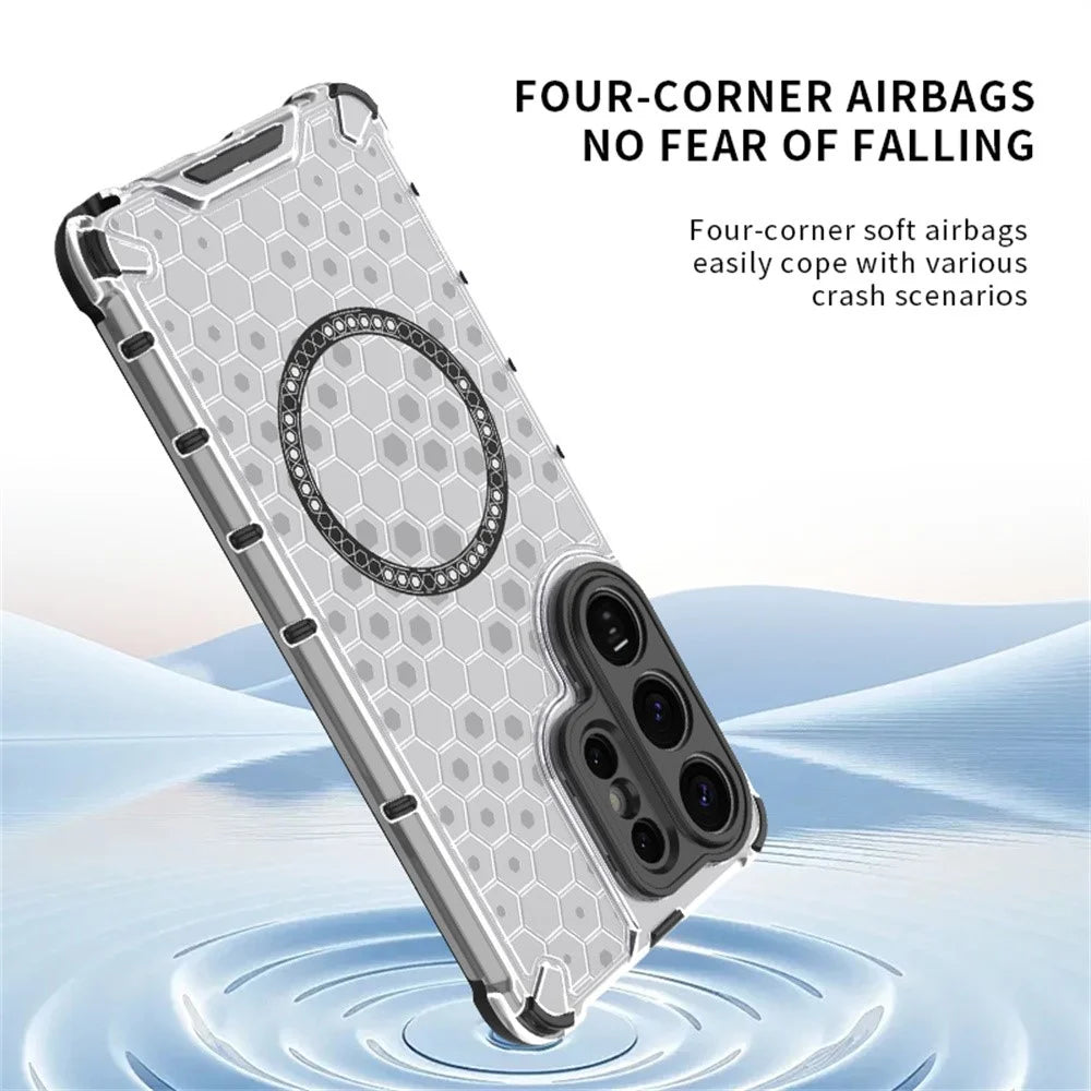 For Samsung Galaxy S26 Ultra Magnetic Case Honeycomb Design TPU + PC Phone Cover - Transparent - 5