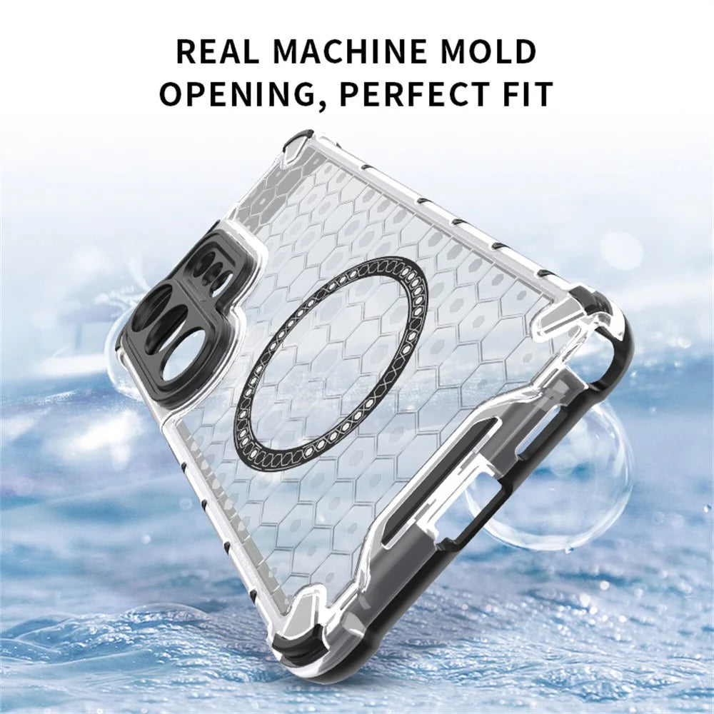 For Samsung Galaxy S26 Ultra Magnetic Case Honeycomb Design TPU + PC Phone Cover - Transparent - 6