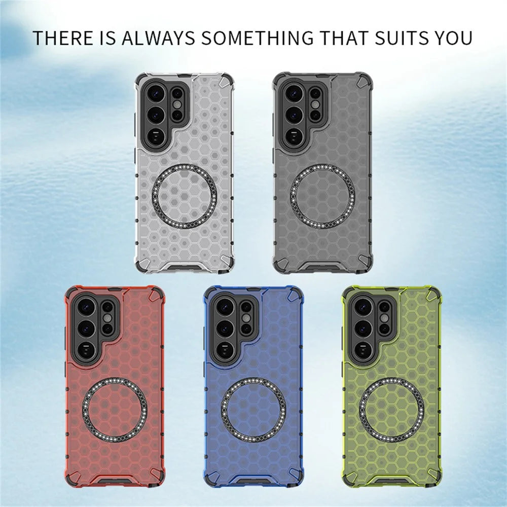 For Samsung Galaxy S26 Ultra Magnetic Case Honeycomb Design TPU + PC Phone Cover - Transparent - 7