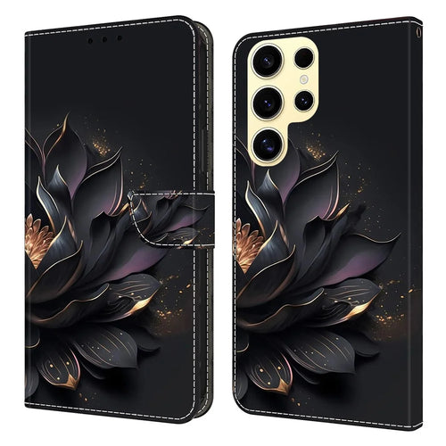 For Samsung Galaxy S26 Ultra Case Magnetic Clasp 3D Pattern Leather Wallet Phone Cover - Purple Lotus - 1