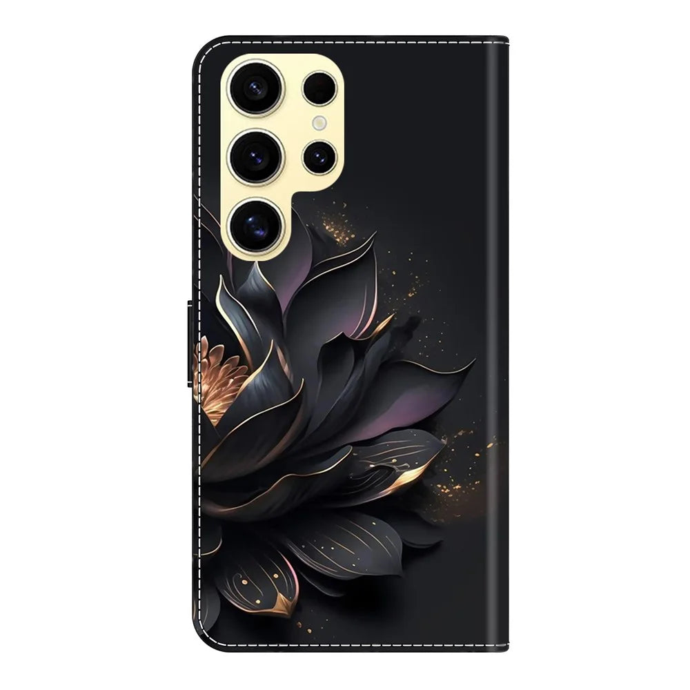For Samsung Galaxy S26 Ultra Case Magnetic Clasp 3D Pattern Leather Wallet Phone Cover - Purple Lotus - 6