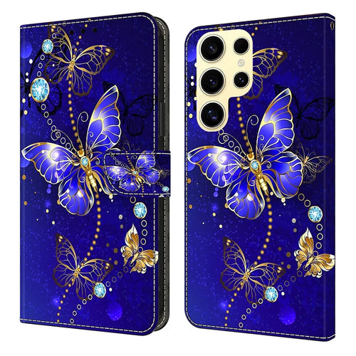 For Samsung Galaxy S26 Ultra Case 3D Pattern PU Leather Wallet Phone Cover with Stand - Diamond Butterfly - 1