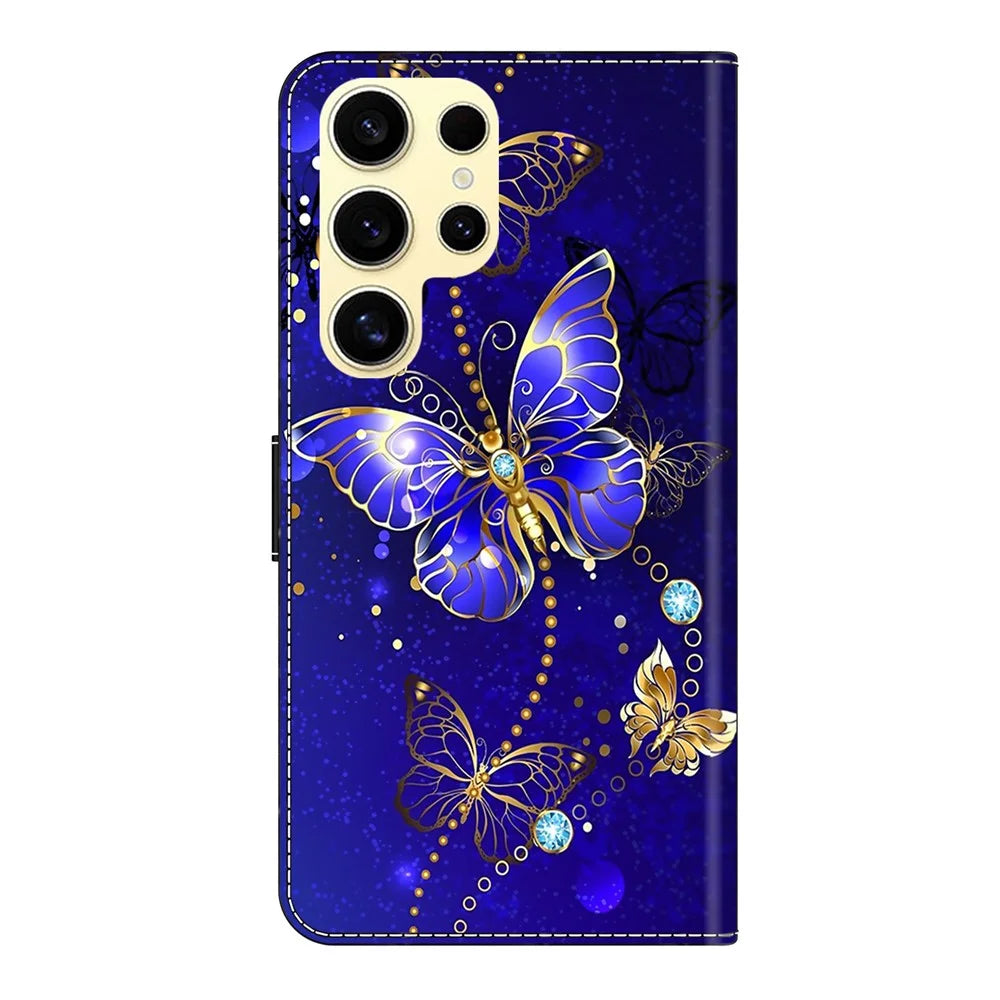 For Samsung Galaxy S26 Ultra Case 3D Pattern PU Leather Wallet Phone Cover with Stand - Diamond Butterfly - 6