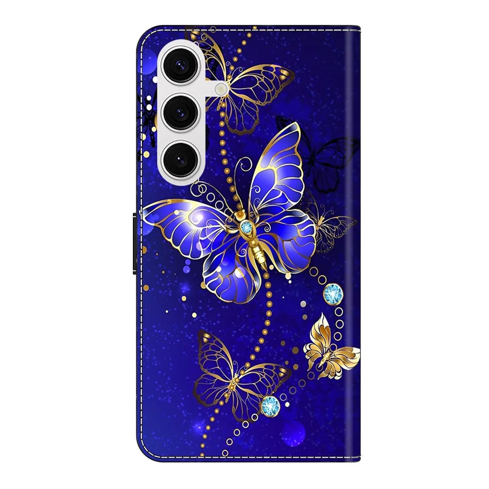 For Samsung Galaxy S26+ Case 3D Pattern PU Leather Wallet Phone Cover with Stand - Diamond Butterfly - 6