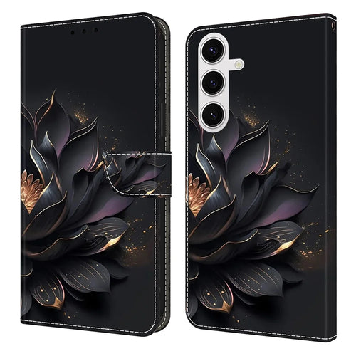 For Samsung Galaxy S26+ Case Magnetic Clasp 3D Pattern Leather Wallet Phone Cover - Purple Lotus - 1