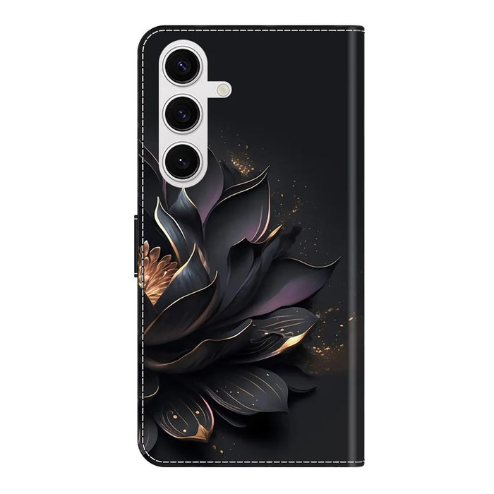 For Samsung Galaxy S26+ Case Magnetic Clasp 3D Pattern Leather Wallet Phone Cover - Purple Lotus - 6