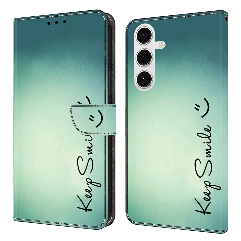 For Samsung Galaxy S26+ Case PU Leather Wallet Phone Cover with Stand - Keep Smile - 1