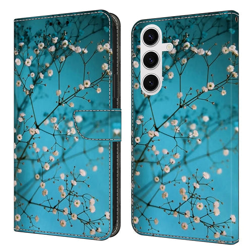 For Samsung Galaxy S26+ Case with Card Slot Pattern Printed TPU + PU Leather Flip Phone Cover - Flower Branch - 1