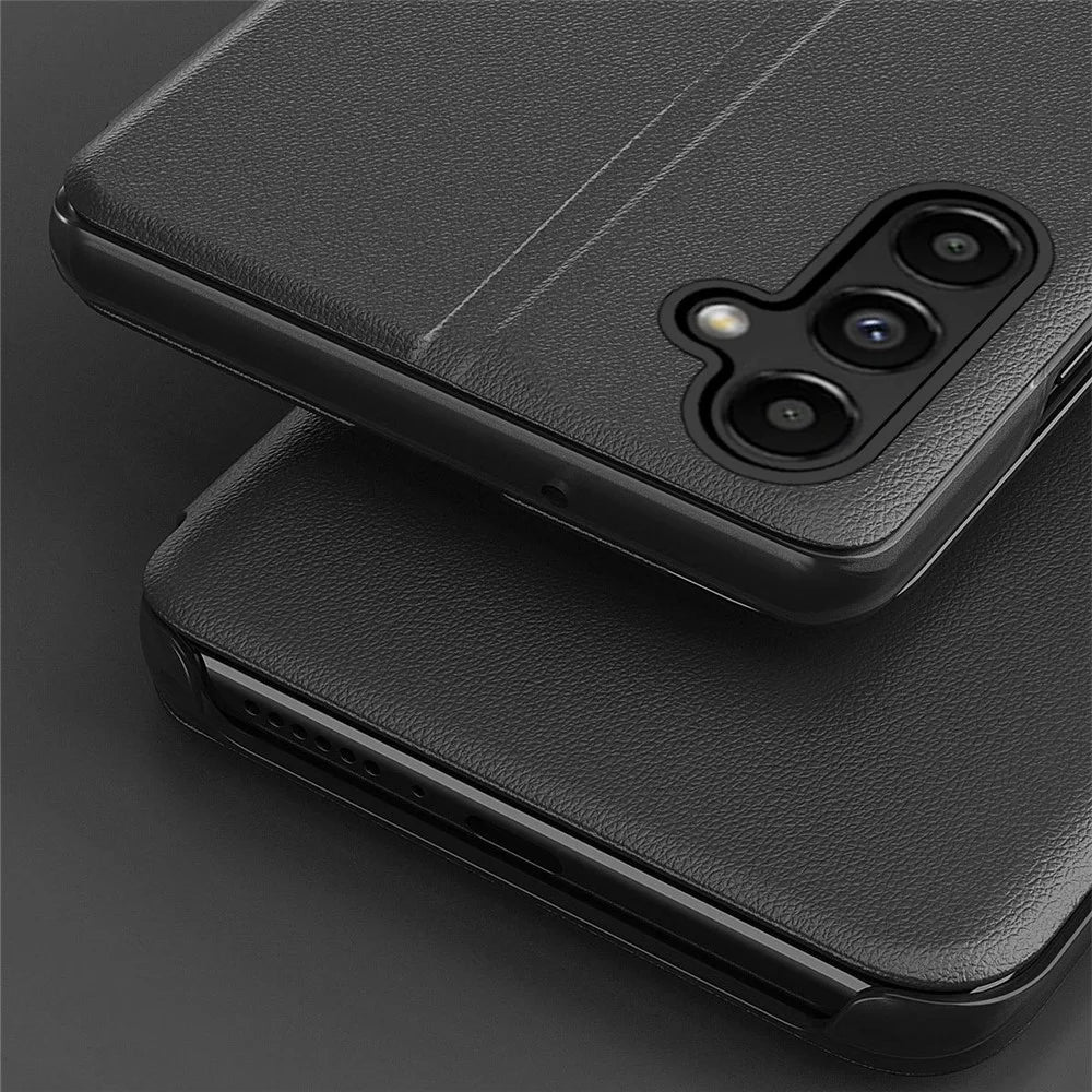 For Samsung Galaxy A14 5G / A14 4G PU Leather View Window Flip Case Stand Scratchproof Full Body Protective Phone Case - Black - 3