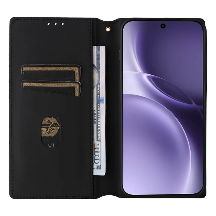 For vivo X300 Pro 5G Case Wallet Rhombus Imprinted PU Leather Phone Cover - Silver - 2