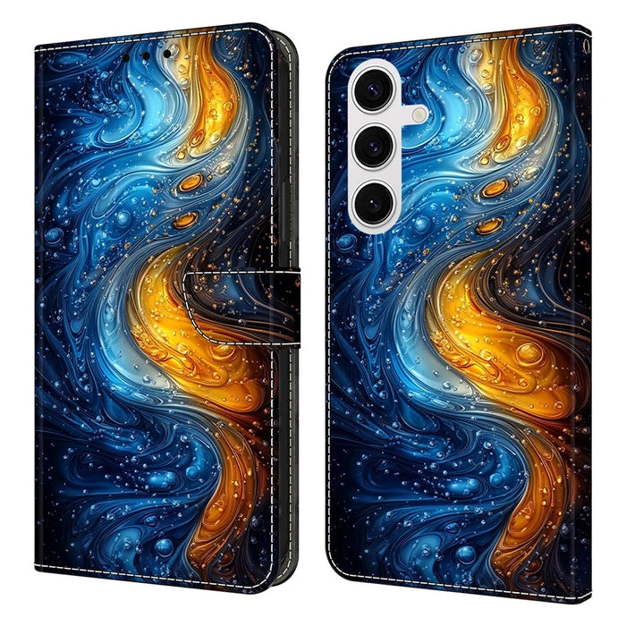 For Samsung Galaxy S26 Leather Case Pattern Printing Wallet Stand Flip Phone Cover - Liquid - 1
