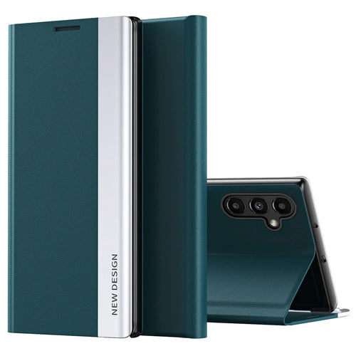 For Samsung Galaxy A14 5G / A14 4G Electroplating PU Leather Flip Viewing Stand Cover Phone Case - Green - 1