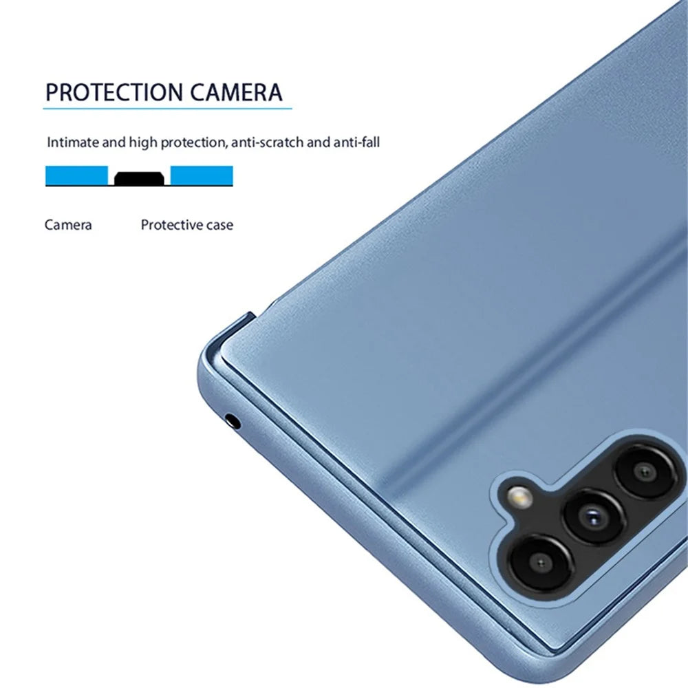 For Samsung Galaxy A14 5G / A14 4G Flip Leather Cover with Stand Full Body Protective Phone Case - Blue - 5