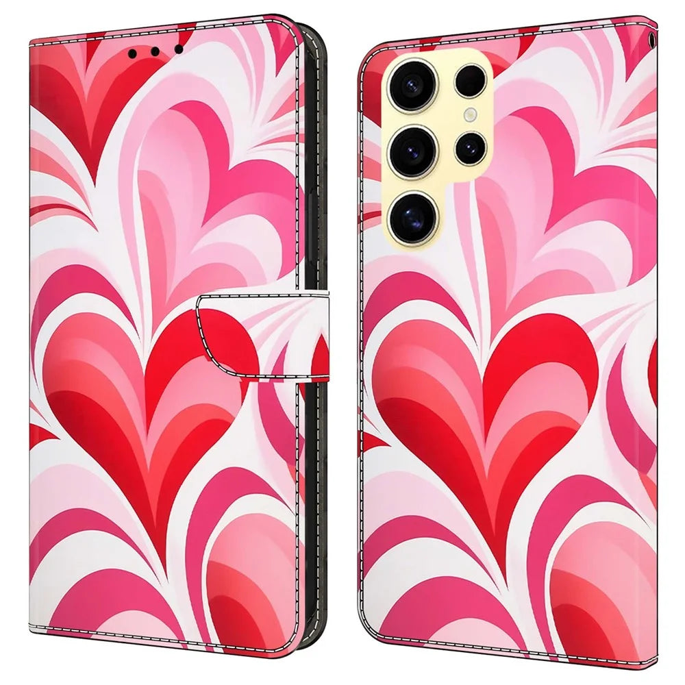 For Samsung Galaxy S26 Ultra Case Wallet Stand Pattern Printing PU Leather Flip Phone Cover - Love - 1