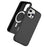For iPhone 16 Pro Max Skin-touch Case Carbon Fiber Texture PC + TPU Back Cover Compatible with MagSafe - Black+Black - 1