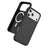 For iPhone 17 Pro Max Skin-touch Case Carbon Fiber Texture PC + TPU Back Cover Compatible with MagSafe - Black+Black - 1