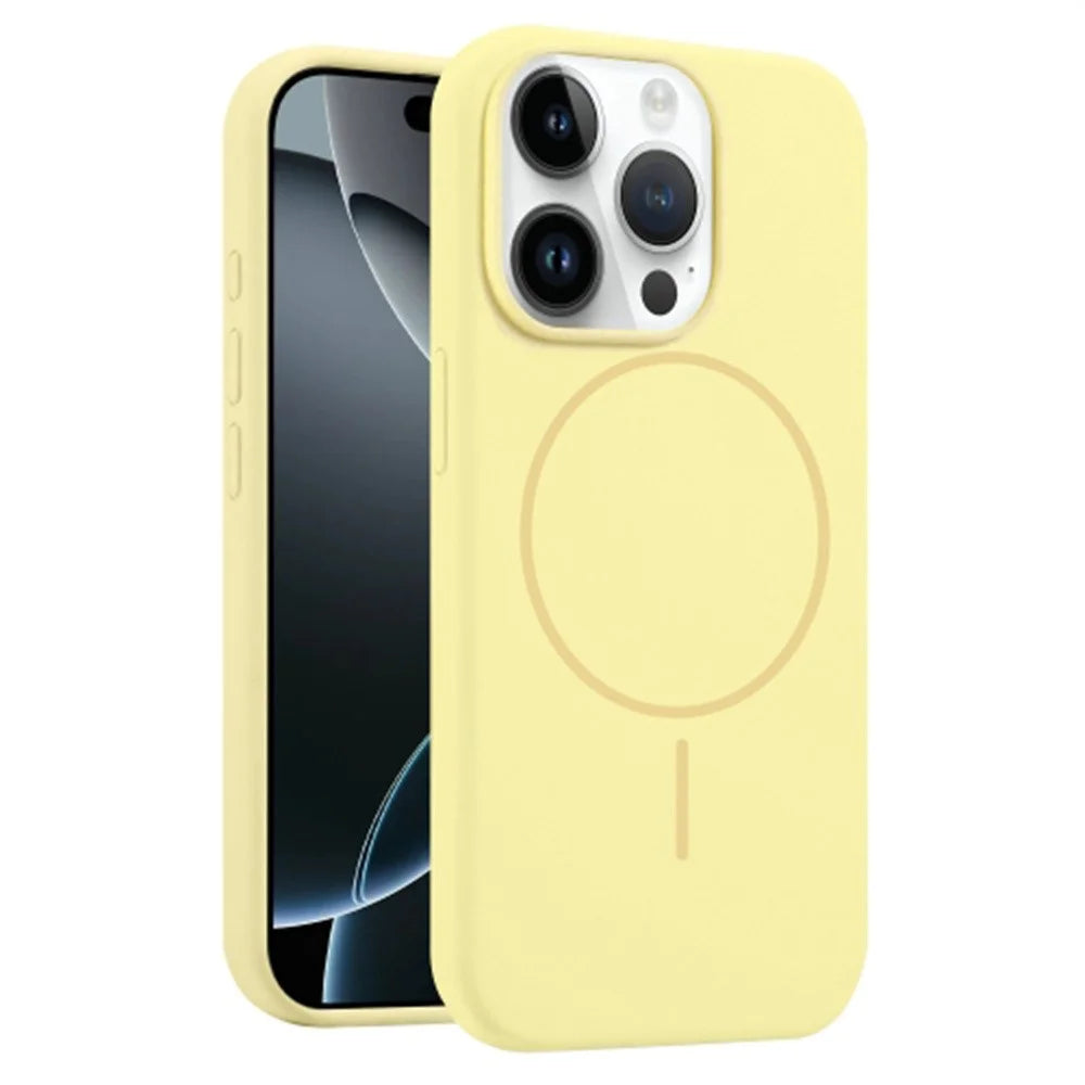 For iPhone 13 Pro Max Case Compatible with MagSafe Liquid Silicone Anti-Drop Phone Cover - Light Yellow - 1