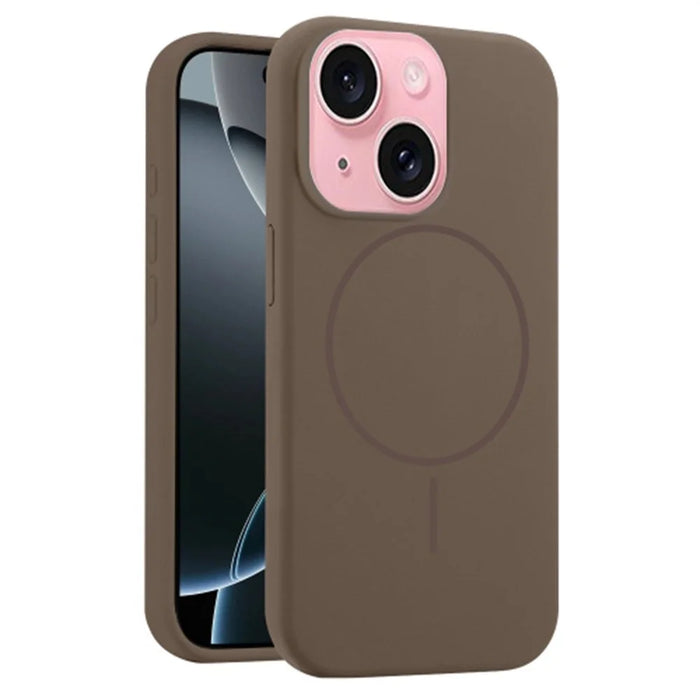 For iPhone 14  /  13 Case Compatible with MagSafe Liquid Silicone Anti-Drop Phone Cover - Brown - 1